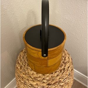 Vintage ice bucket faux leather patchwork